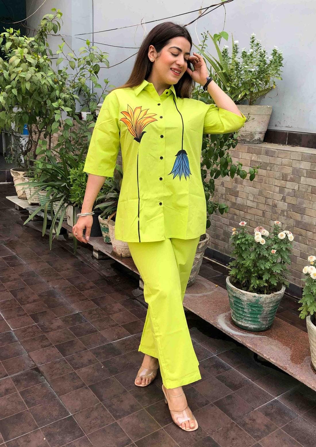 Yellow Hand Brush Print Cord Set