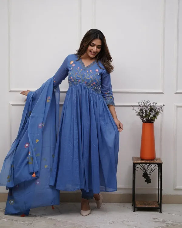 Heavy embroidery design anarkali suit