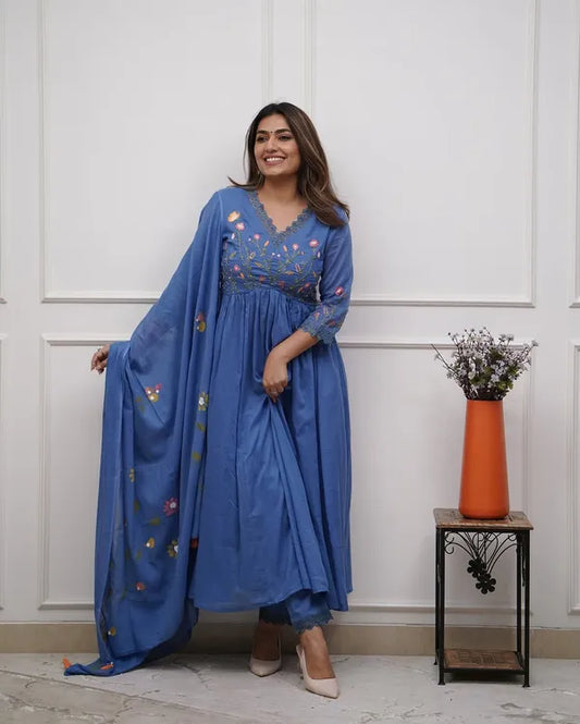Heavy embroidery design anarkali suit