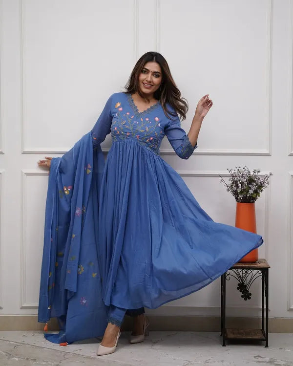 Heavy embroidery design anarkali suit