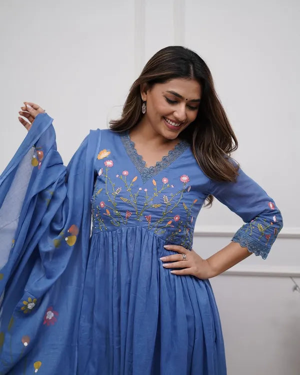 Heavy embroidery design anarkali suit
