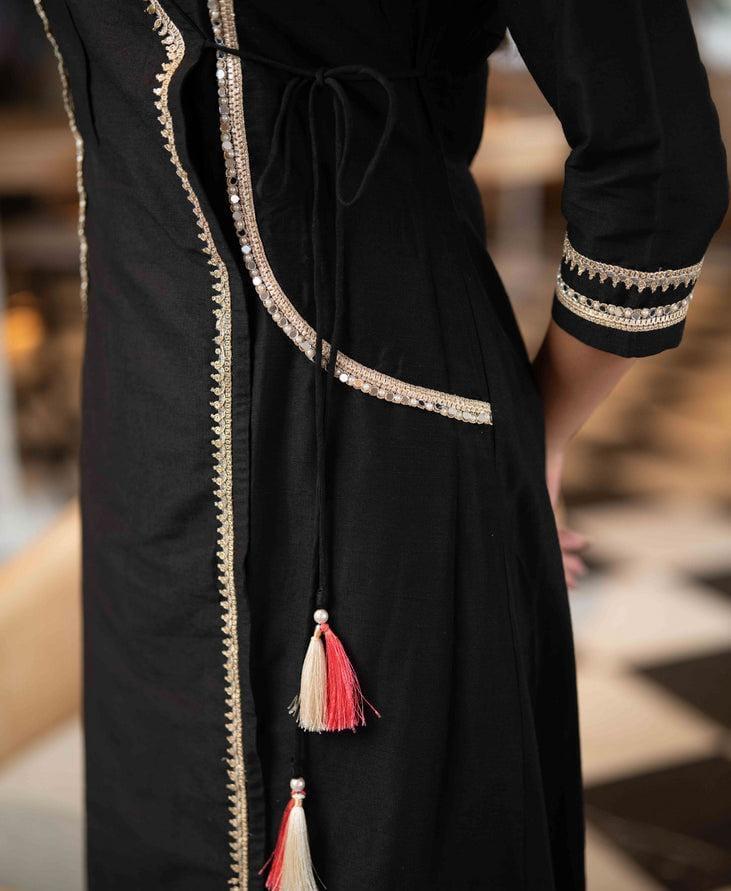 Black Kurti Dress with Lace Work