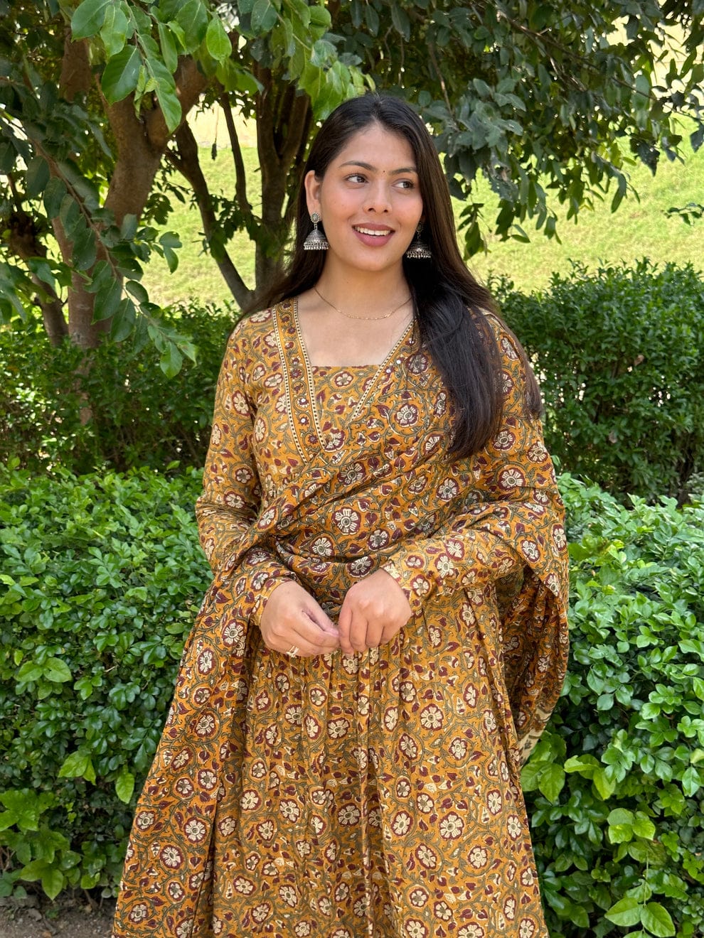 Mustard  Anarkali Suit Set