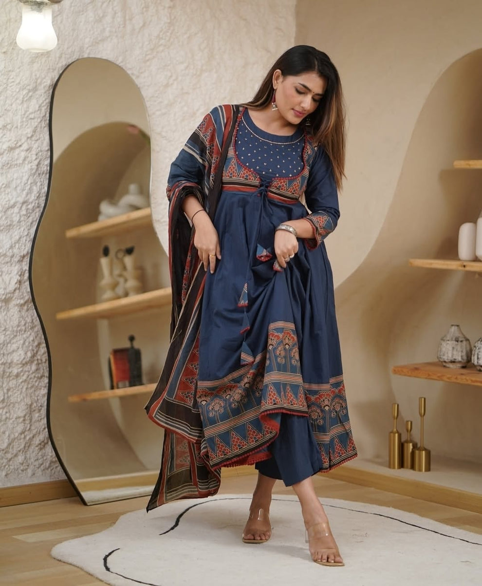 lightens the soul cotton anarkali set