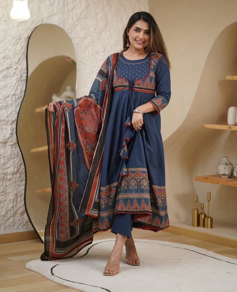 lightens the soul cotton anarkali set