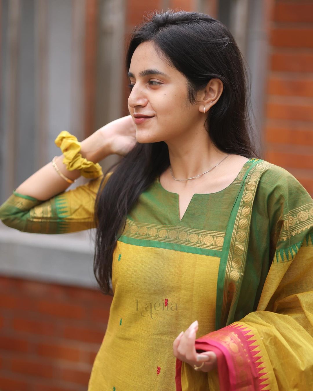 Multi Colour Kanchi Cotton Suit Set With Jaquard Dupatta For Women