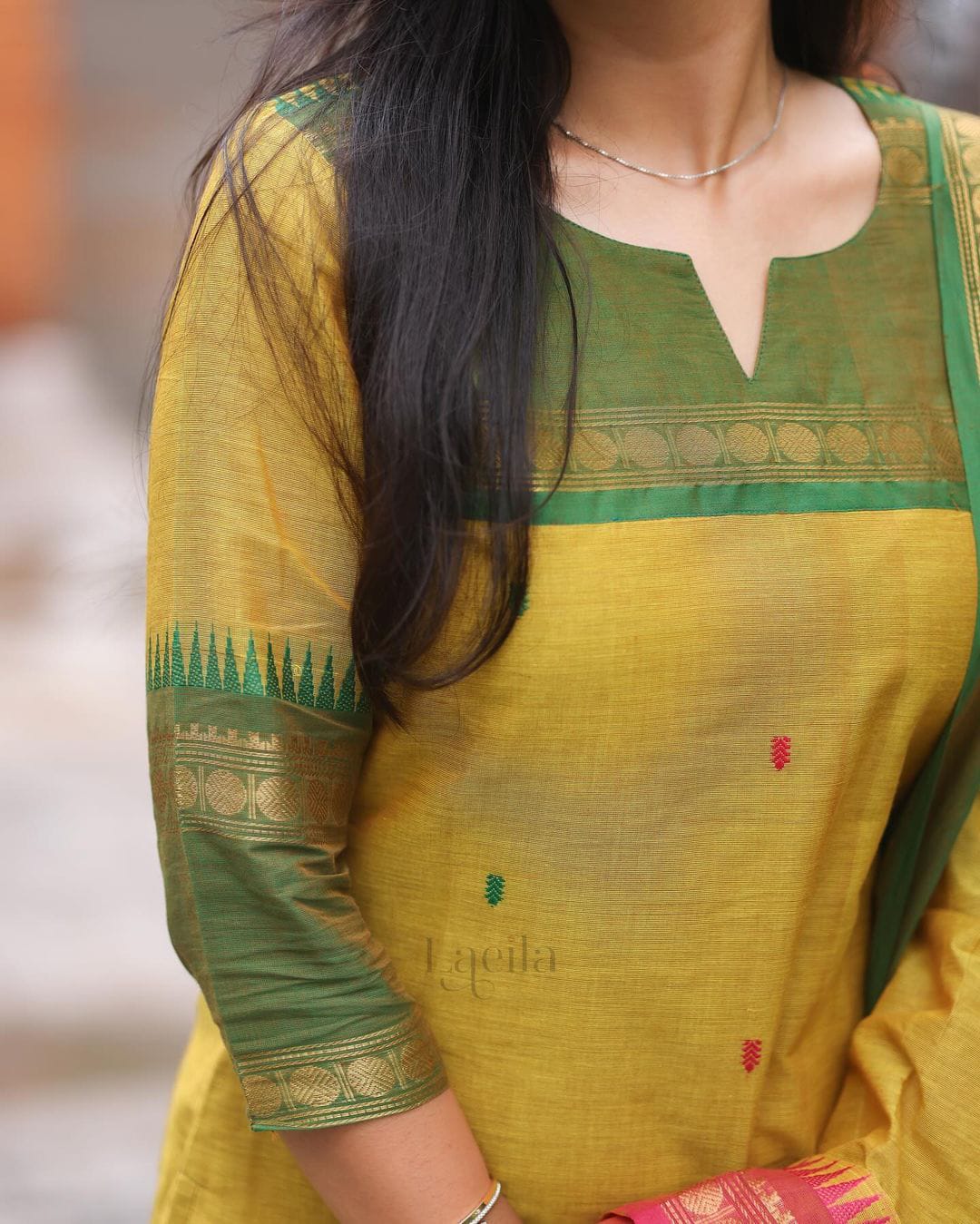 Multi Colour Kanchi Cotton Suit Set With Jaquard Dupatta For Women